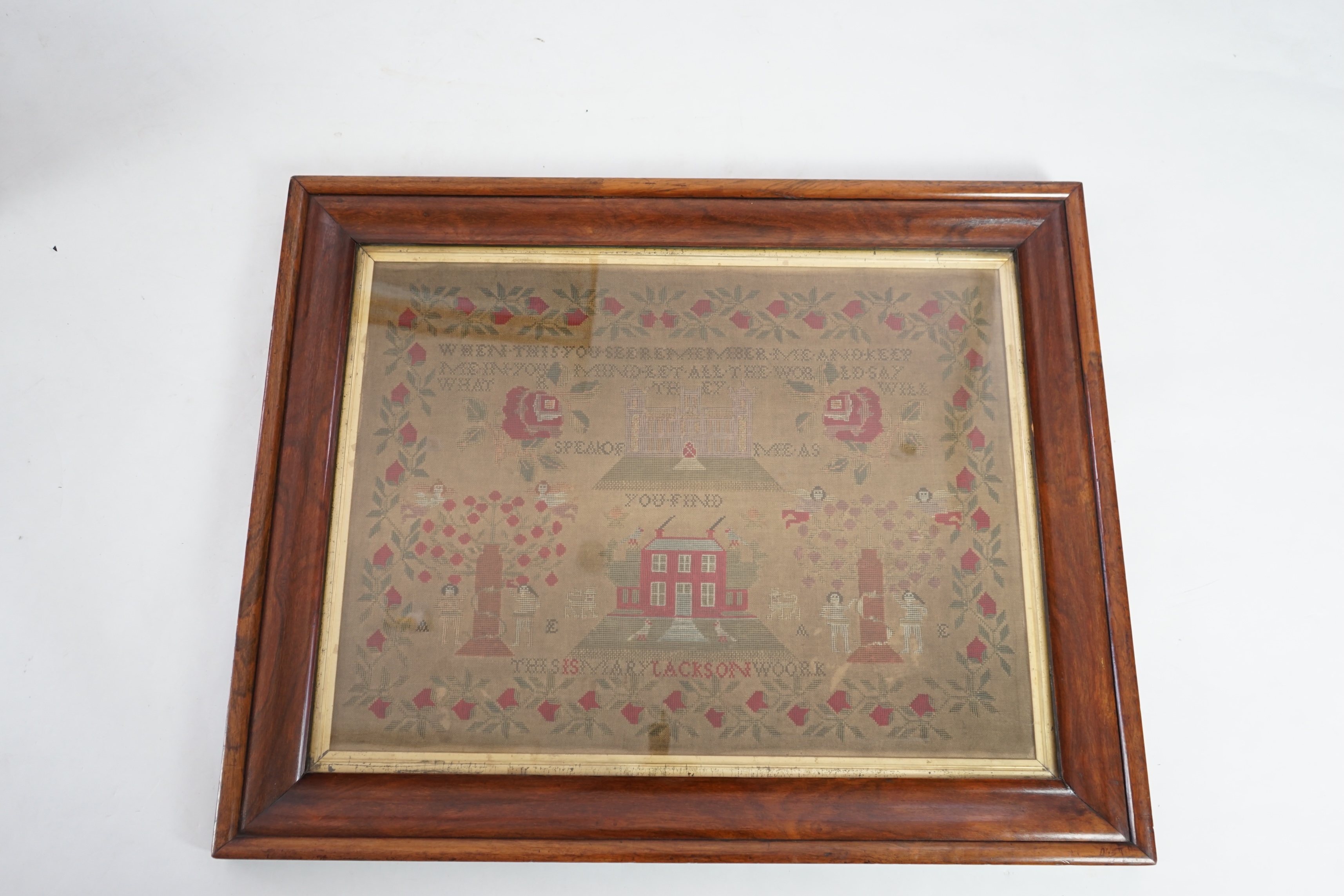 A large Victorian needlework sampler, by Mary Jackson